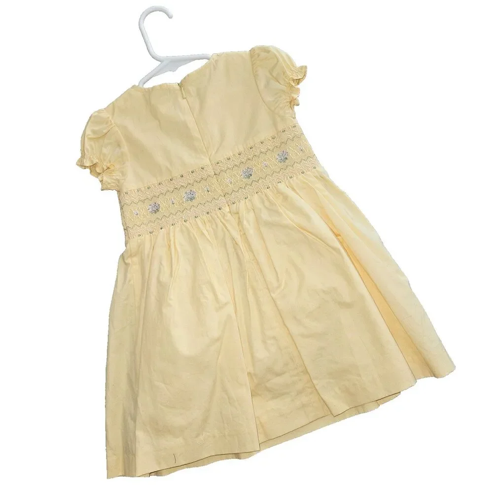 Vintage Gymboree Dress Size 18-24 Months Yellow Embroidered Portraits Party NWT